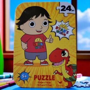 Vtg 2020 Ryan's World 24 Pcs Puzzle Tin Box Baby Dinosaur Shelldon Spinmaster